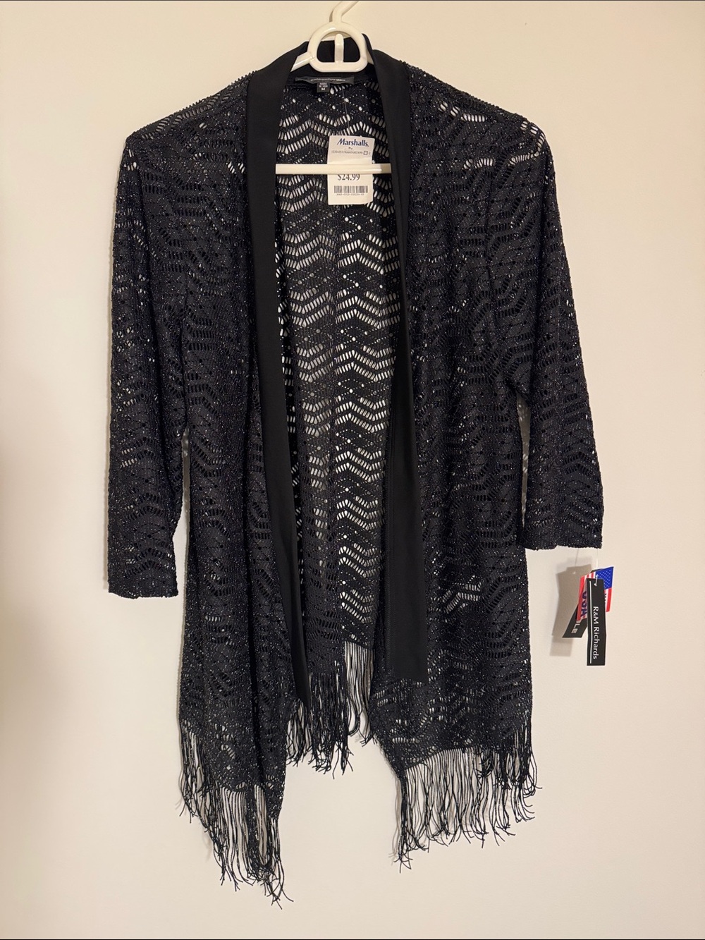 Black Lace Fringe Open-Front Cardigan - Marshall's